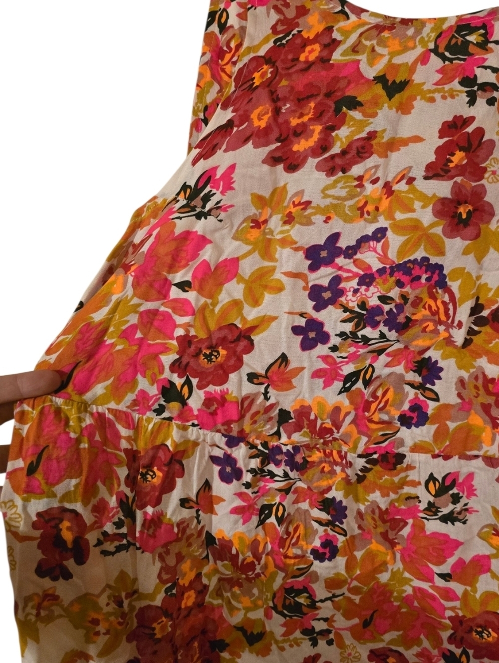 Natural Life Floral Boho Tiered Mini Dress - Size Large - Picture 5 of 16